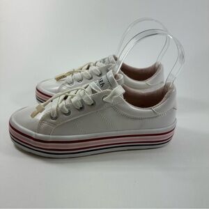 Zara White and Red Platform Sneakers